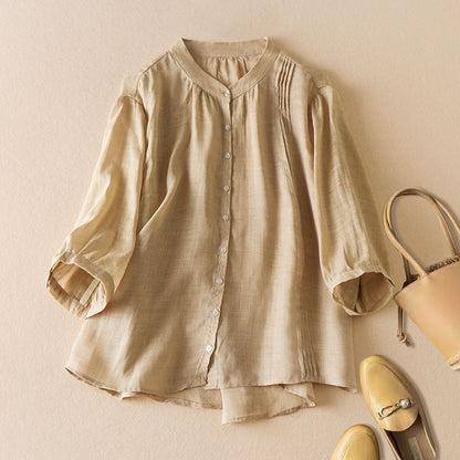 Relaxed Fit Button Front Blouse for Women – Lightweight Everyday Elegance