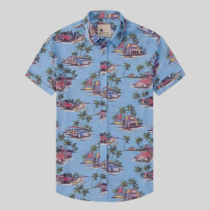 Men's Shirt - Short-Sleeved Hawaiian Shirt - Relaxed Fit - Tropical Floral Print