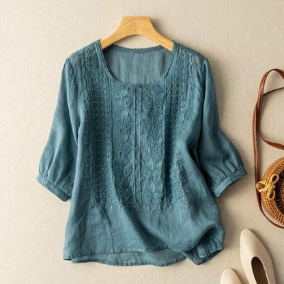 Relaxed Fit Embroidered Blouse for Women – Comfortable Casual Elegance