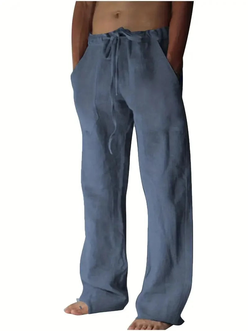 Men's Trousers - Loose Fit - Drawstring Waist - Light and Breathable Linen Blend