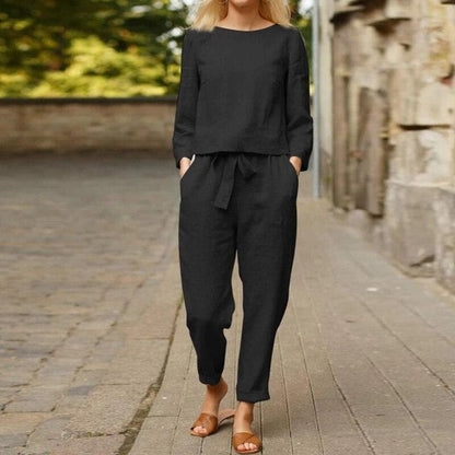Women's Loungewear Set - Lightweight Linen - Relaxed Fit - Blouse & Pants