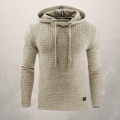 Men's Sweater - Knitted With Texture - Slim Fit - Hood With Drawstring - Long Sleeves