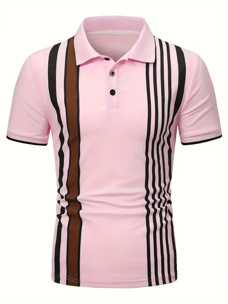 Men's Polo Shirt - Tailored Fit - Classic Collar - Vertical Stripes