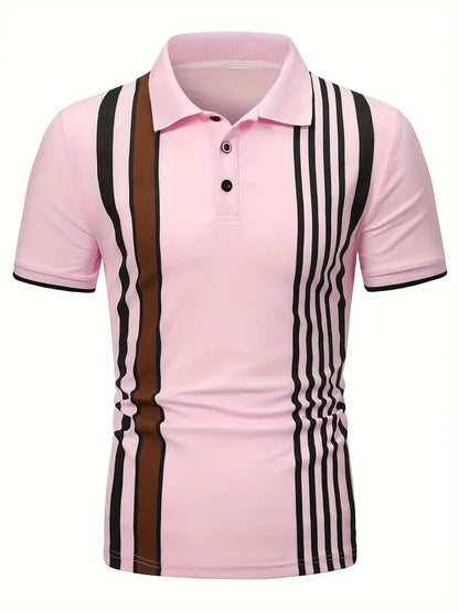 Men's Polo Shirt - Tailored Fit - Classic Collar - Vertical Stripes