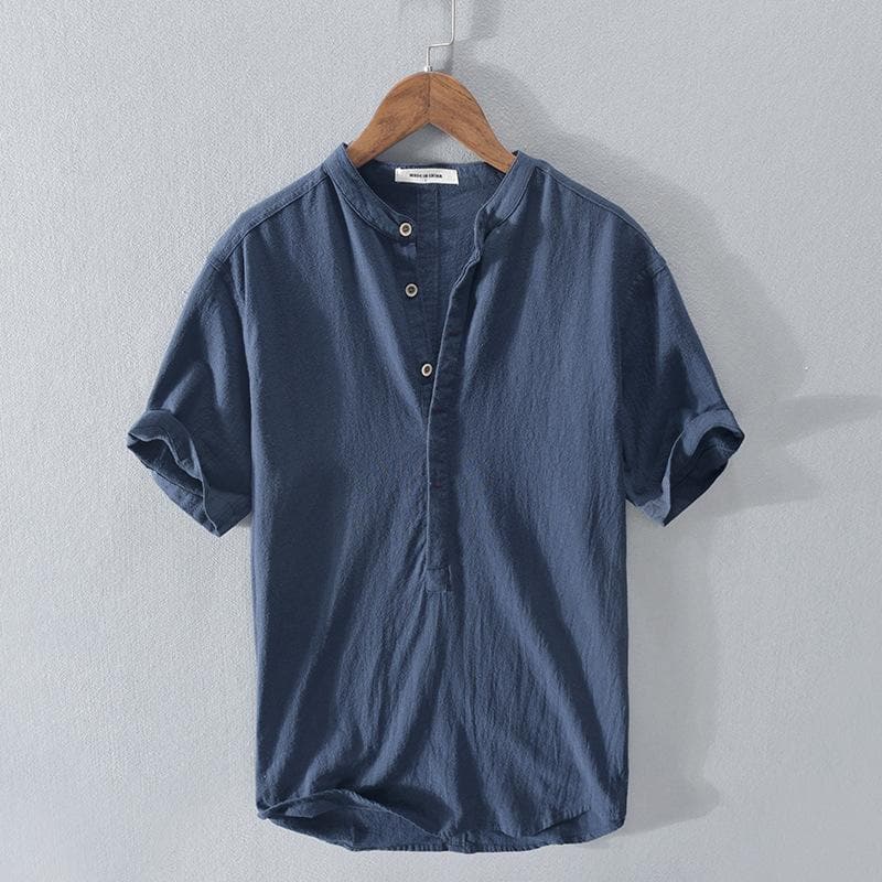 Men's Shirt - Light and Breathable - Henley Collar - Short Sleeve - Casual Fit