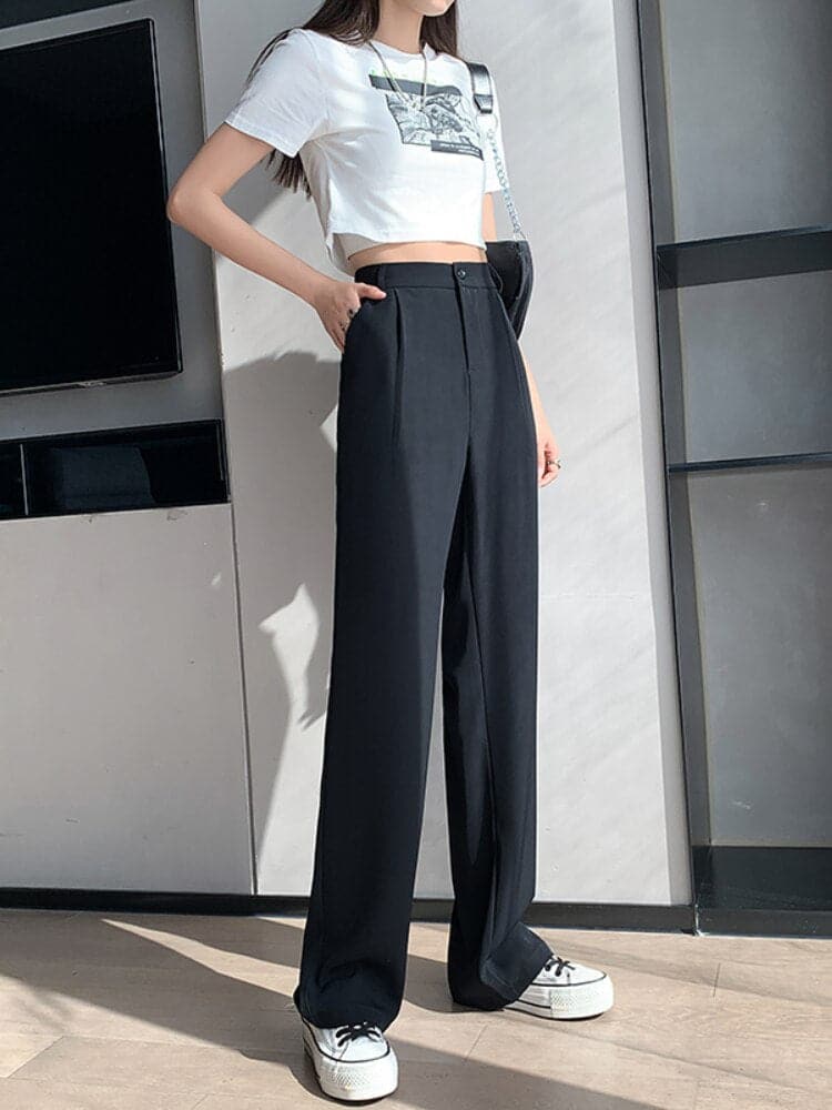 Women's Pants - High Waist Wide Leg - Elegant Fit - Comfortable Lightweight Design