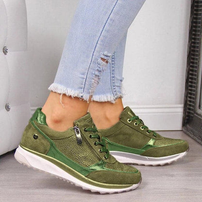 Women's Sneakers - Breathable Design - Lace-Up & Zipper - Comfortable Sole for Everyday