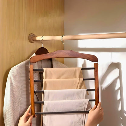 Contemporary Oak Multi-Bar Pants Hanger