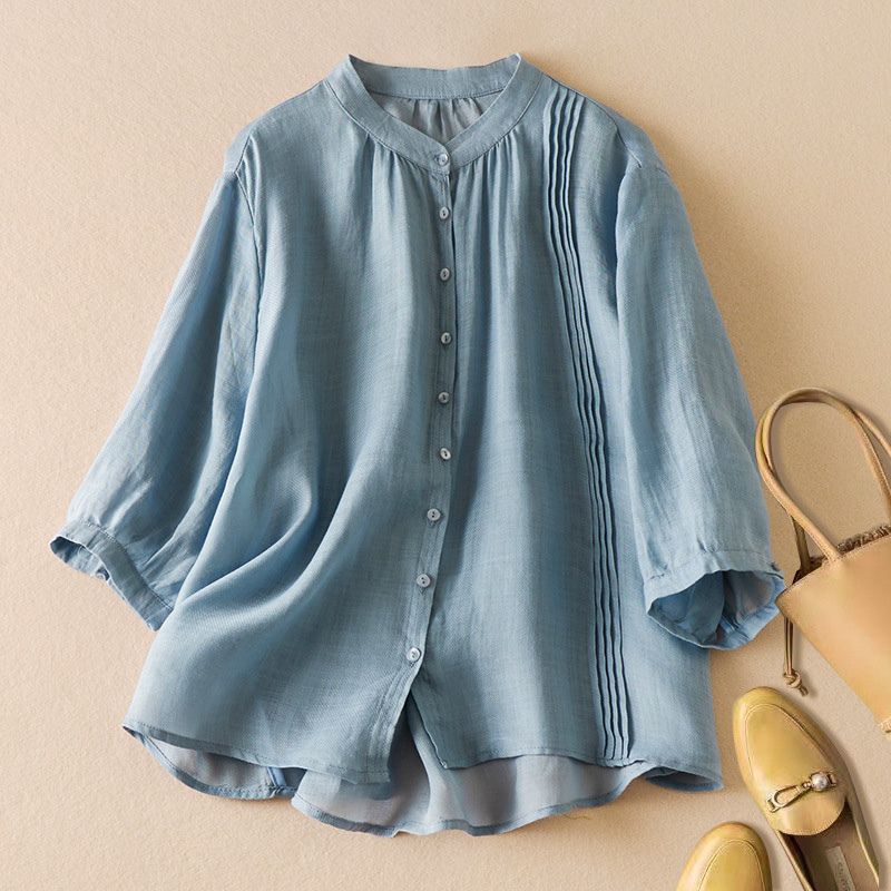 Relaxed Fit Button Front Blouse for Women – Lightweight Everyday Elegance