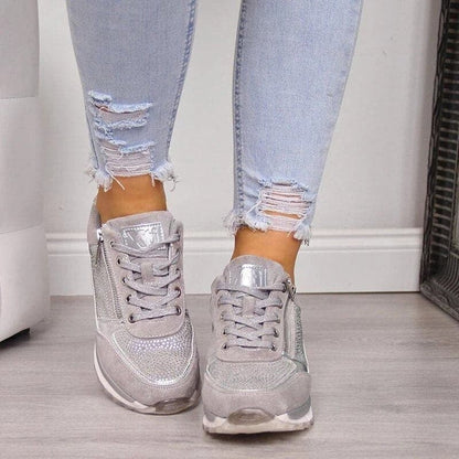 Women's Sneakers - Breathable Design - Lace-Up & Zipper - Comfortable Sole for Everyday