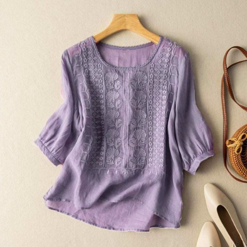 Relaxed Fit Embroidered Blouse for Women – Comfortable Casual Elegance
