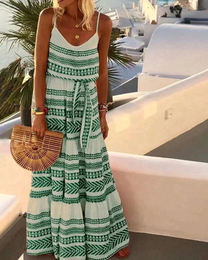 Women's Maxi Dress - Bohemian Style - Sleeveless with Spaghetti Straps - Light and Breathable