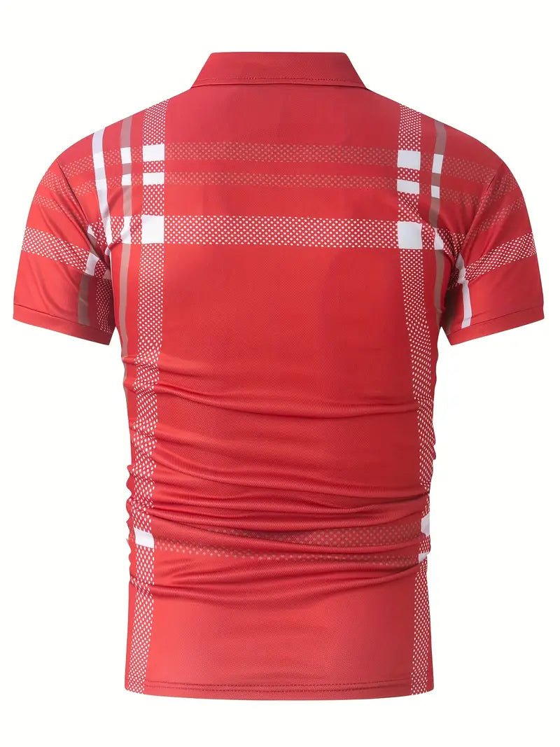 Men's Polo Shirt - Slim Fit - Short Sleeve - Classic Collar - Checkered Design