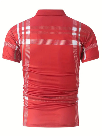 Men's Polo Shirt - Slim Fit - Short Sleeve - Classic Collar - Checkered Design