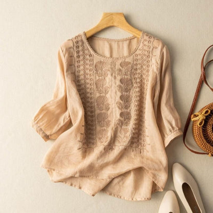 Relaxed Fit Embroidered Blouse for Women – Comfortable Casual Elegance