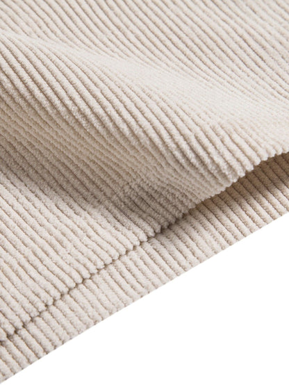 Men's Set - Short-Sleeved Shirt & Shorts - Button Closure - Elastic Waist - Ribbed Texture