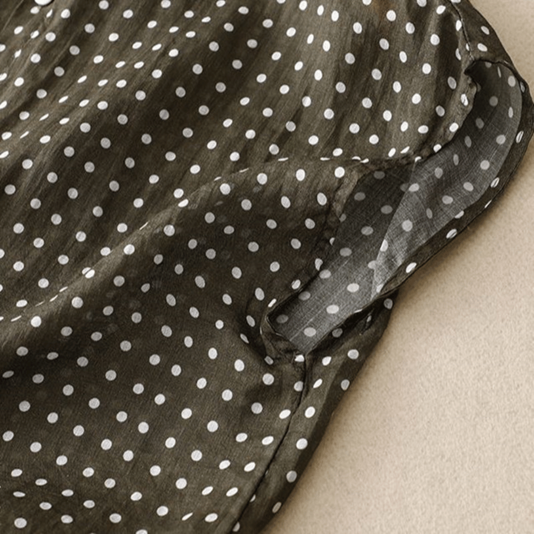 Polka Dot Collared Relaxed Fit Blouse for Women – Casual Stylish Comfort