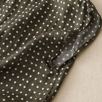 Polka Dot Collared Relaxed Fit Blouse for Women – Casual Stylish Comfort