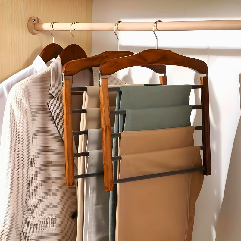 Contemporary Oak Multi-Bar Pants Hanger