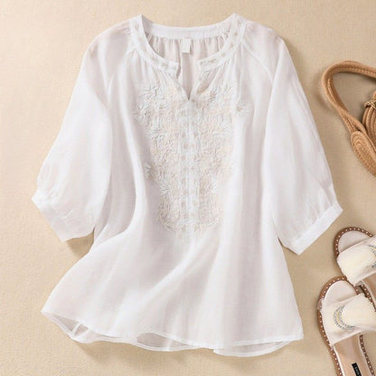 Relaxed Fit Embroidered Blouse for Women – Stylish & Comfortable Design