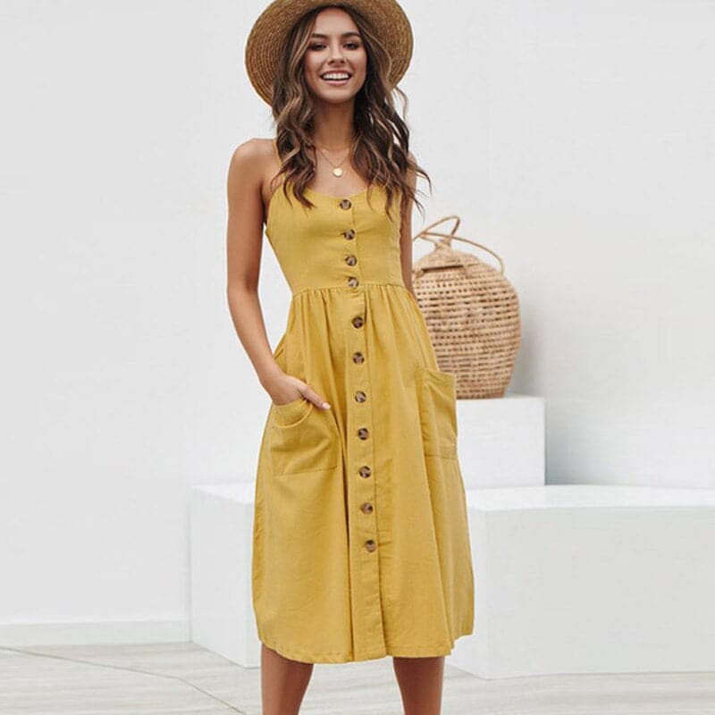 Luna - Elegant full dress with spaghetti straps