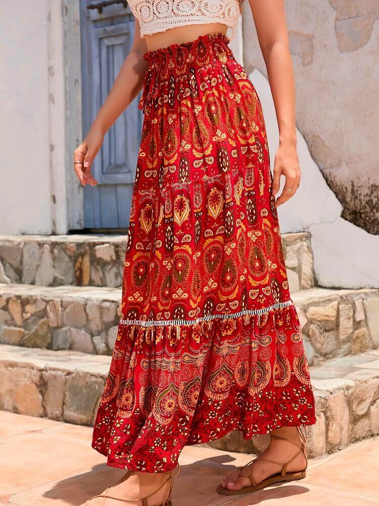 Women's Maxi Skirt – Bohemian Style – Lightweight Breathable Fabric – Flowy and Comfortable
