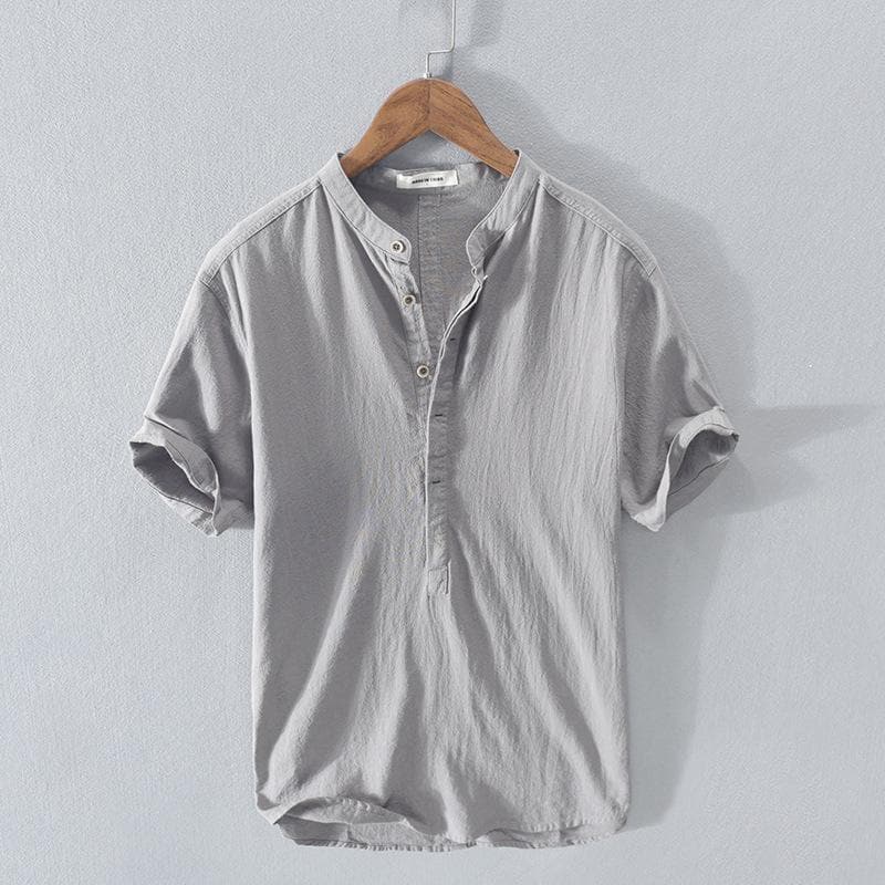 Men's Shirt - Light and Breathable - Henley Collar - Short Sleeve - Casual Fit