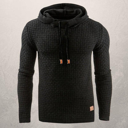 Men's Sweater - Knitted With Texture - Slim Fit - Hood With Drawstring - Long Sleeves