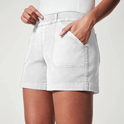 Women's Shorts - Relaxed Fit - Mid Length - With Belt Loops and Pockets