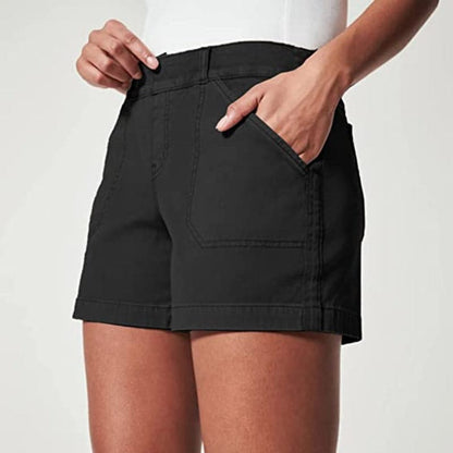 Women's Shorts - Relaxed Fit - Mid Length - With Belt Loops and Pockets