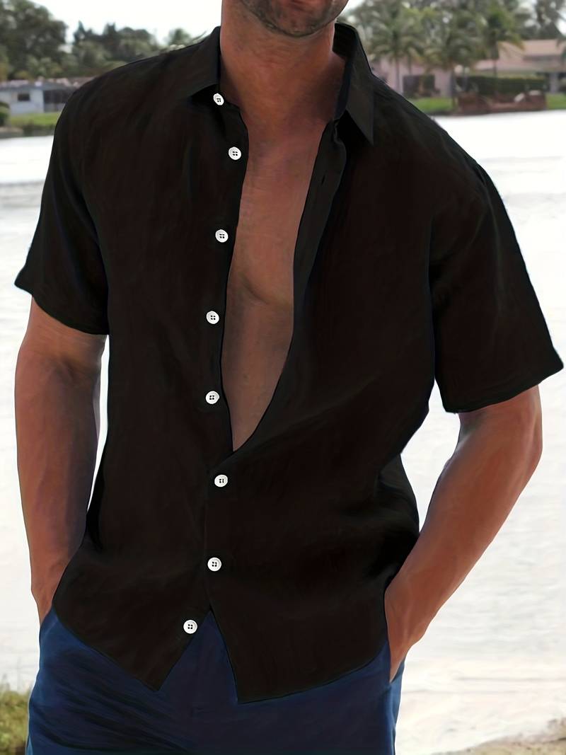 Men's Shirt - Short-Sleeved Button-Up - Classic Collar - Regular Fit - Breathable
