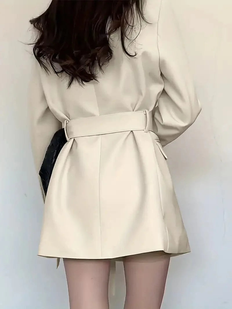 Women's Blazer Dress - Tailored Fit - Belted Waist - Single Button with Flap Pockets