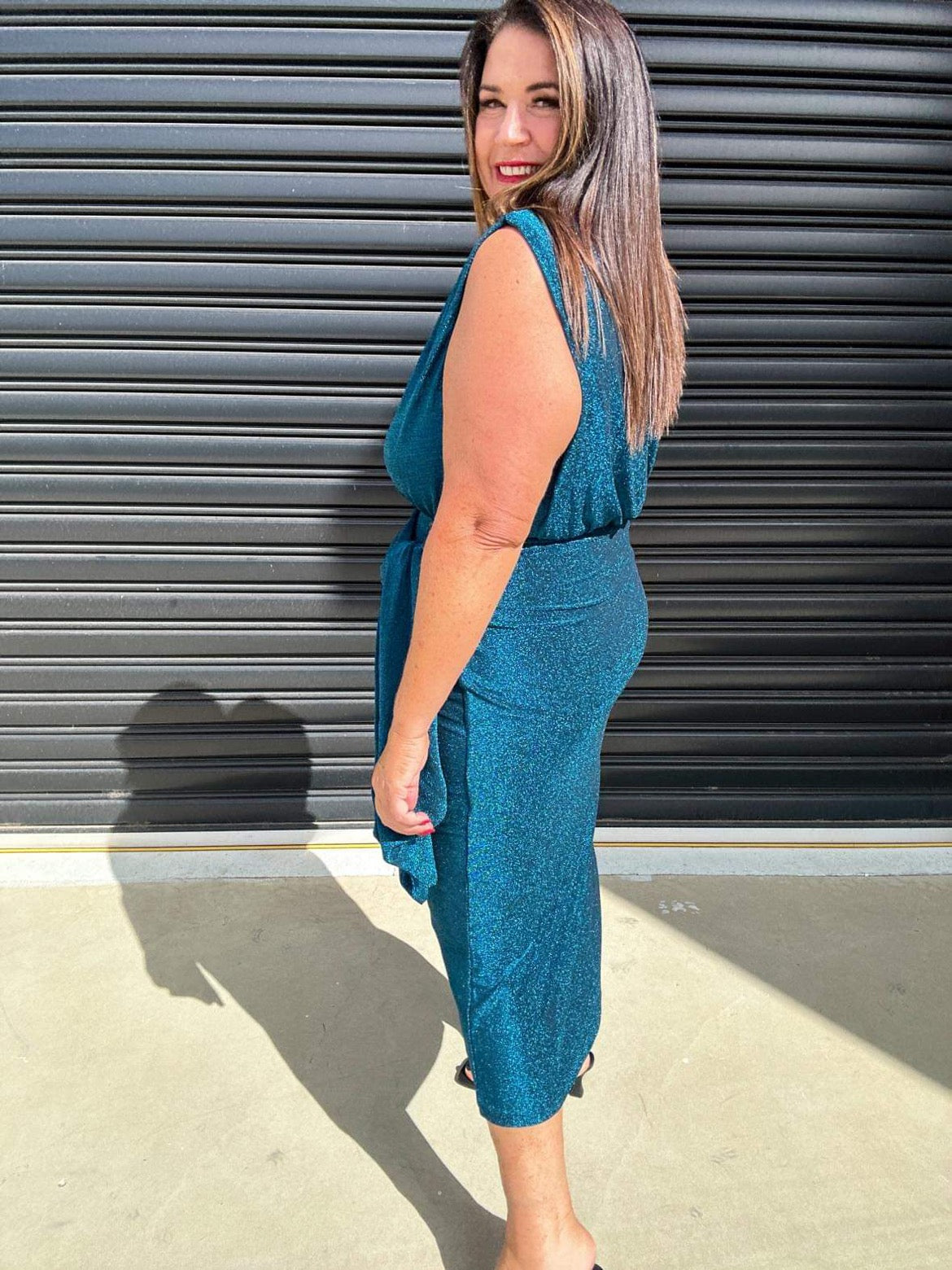 Women Dress - Asymmetric One-Shoulder - Slim Fit - Midi Length with Slit