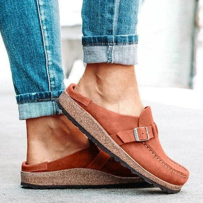 Women's Clogs - Soft Upper - Adjustable Strap - Cork Sole Comfort Slip-on