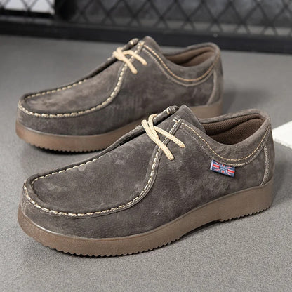 Men's Shoes - Suede Look - Comfortable Rubber Sole - Casual Lace-up Shoes