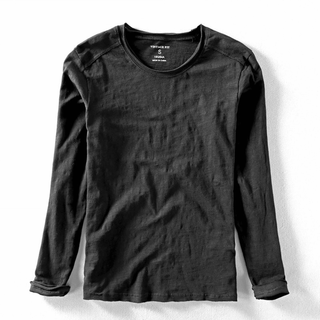 Classic Crew Neck Long Sleeve T-Shirt for Men – Lightweight Everyday Comfort
