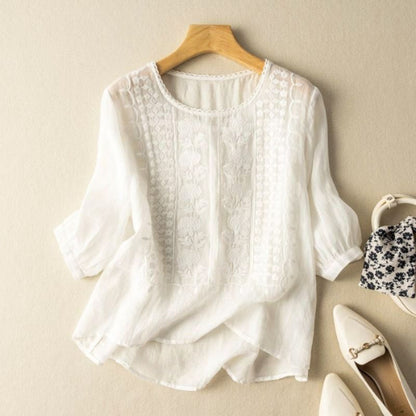 Relaxed Fit Embroidered Blouse for Women – Comfortable Casual Elegance
