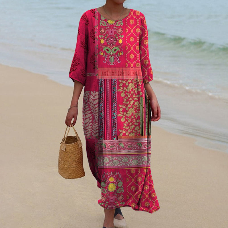 Women's Caftan Dress – Natural Fibers – Bohemian Style – Loose Fit – Ankle Length