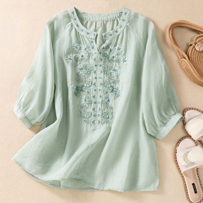 Relaxed Fit Embroidered Blouse for Women – Stylish & Comfortable Design