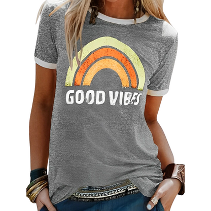 Women's T-shirt – Classic Fit – Soft Knit – Round Neck – Graphic Print Casual Style