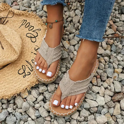 Women's Sandals - Flat Comfortable - Toe Split Design - Casual and Lightweight