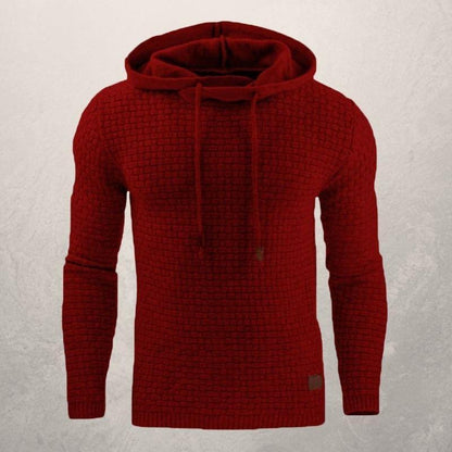 Men's Sweater - Knitted With Texture - Slim Fit - Hood With Drawstring - Long Sleeves
