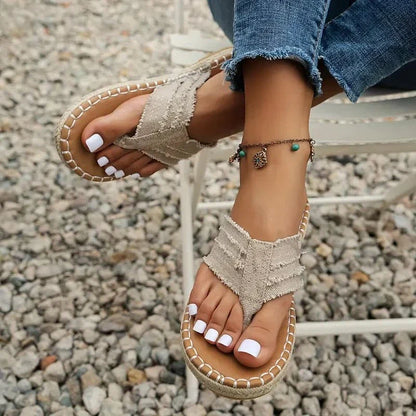 Women's Sandals - Flat Comfortable - Toe Split Design - Casual and Lightweight