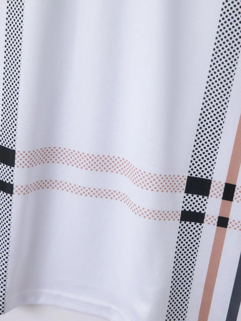 Men's Polo Shirt - Slim Fit - Short Sleeve - Classic Collar - Checkered Design