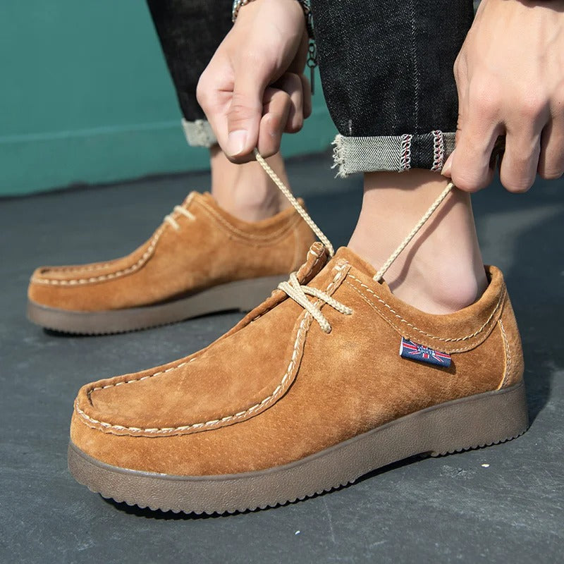 Men's Shoes - Suede Look - Comfortable Rubber Sole - Casual Lace-up Shoes