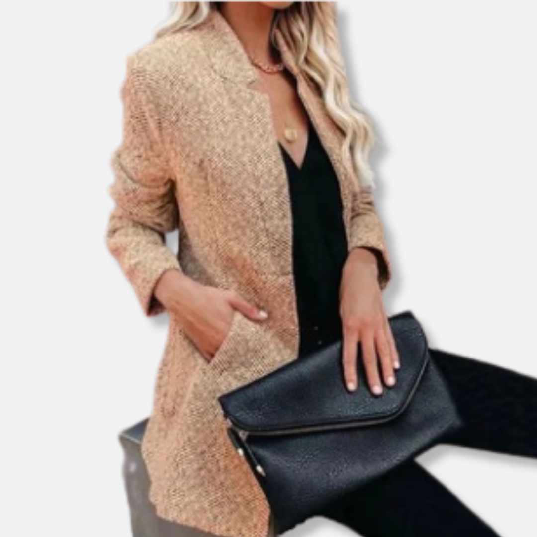 Viola Tailored Fit Blazer | Herringbone Stand Collar Blazer
