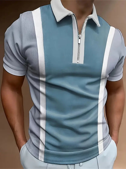 Men's Polo Shirt – Slim Fit – Short Zipper – Stretchable and Breathable Fabric