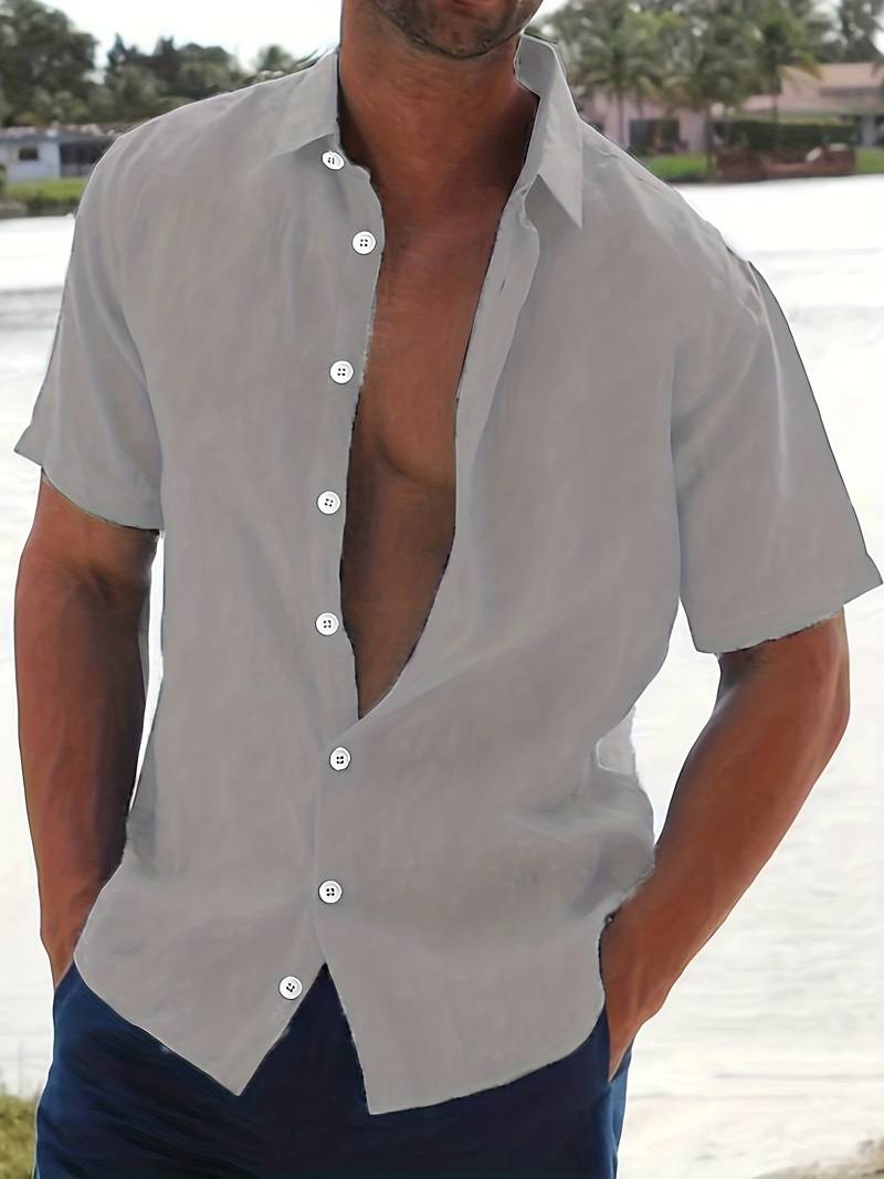 Men's Shirt - Short-Sleeved Button-Up - Classic Collar - Regular Fit - Breathable