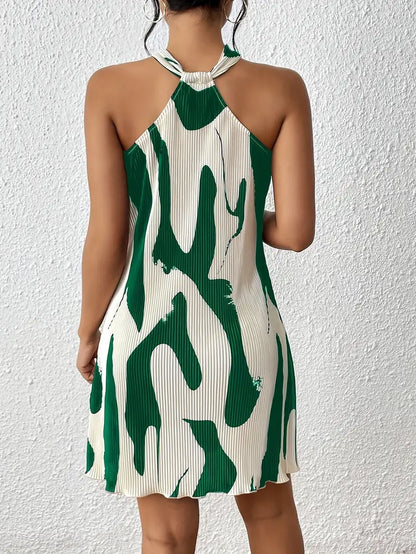 Dress for Women - Sleeveless A-line - Halterneck - Light and Elegant Fit