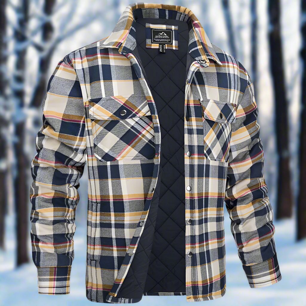 Oliver Quilted Check Relaxed Fit Shirt Jacket | Snap Closure Chest Pockets Shirt Jacket